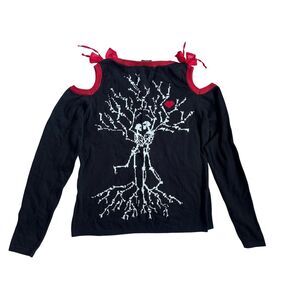 NWT Too Fast Cold Shoulder Goth Skeleton Lovers Cardigan Size XL